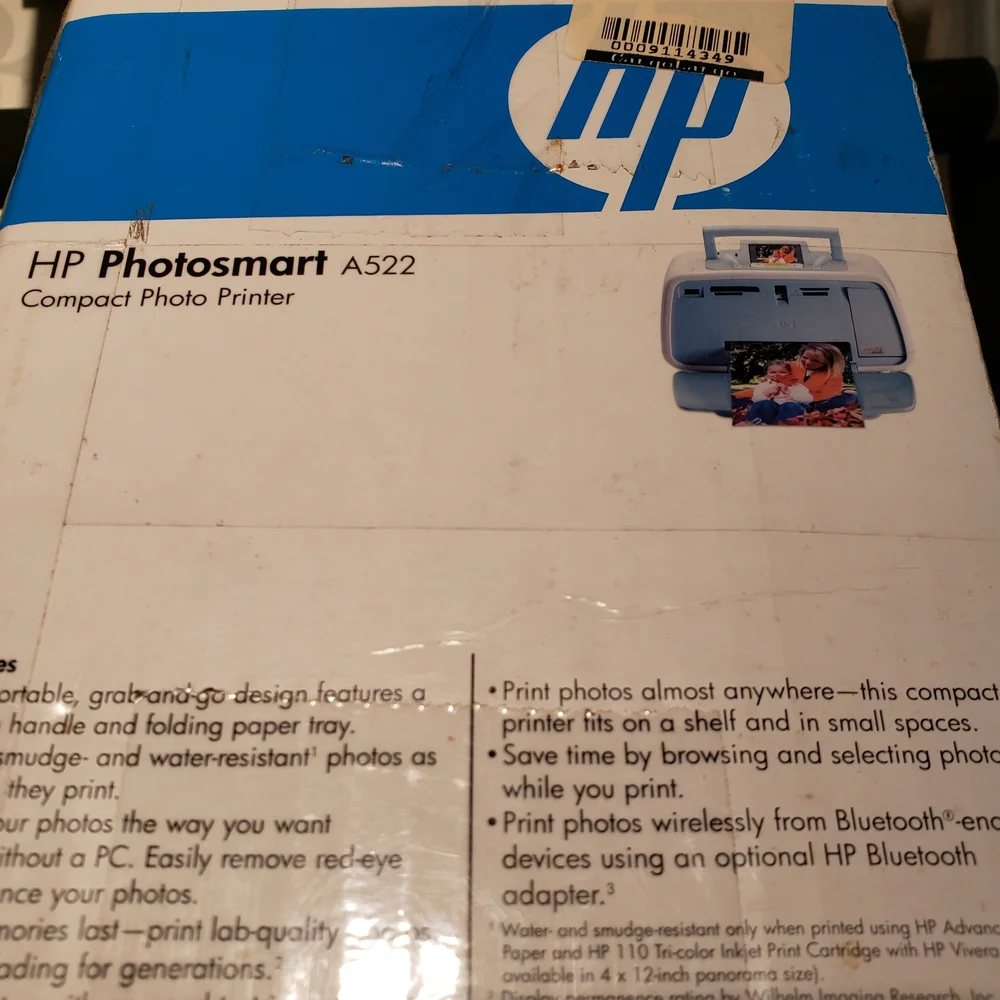 HP Photosmart A522 Compact Photo Printer - Blue
